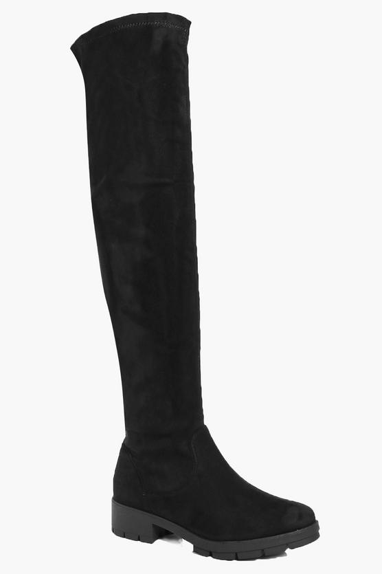 Scarlet Knee High Cleated Boot